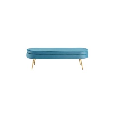 SalesFever Sitzpouf | oval | Samt | B 142 x T 45 x H 41 cm | Blau