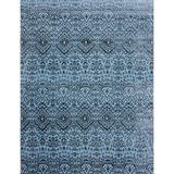 Blue/Gray 120 x 0.25 in Area Rug - Bokara Rug Co, Inc. Hand-Knotted High-Quality Light Blue & Black Area Rug Viscose/Wool | Wayfair