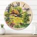 East Urban Home Rural House in Blossoming Greenlands Wood Wall Clock Solid Wood in Brown | 23 H x 23 W x 1 D in | Wayfair