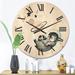East Urban Home Little Penguin w/ Stars & Planets I Wood Wall Clock Solid Wood in Brown | 16 H x 16 W x 1 D in | Wayfair