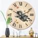 East Urban Home Little Penguin Flying Stars & Planets I Wood Wall Clock Solid Wood in Brown | 23 H x 23 W x 1 D in | Wayfair