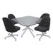 Latitude Run® M-235 Dinette Swivel Metal Caster Chairs - Clear Glass - Black Vinyl - Black Glass/Metal in White | 29.75 H x 50 W x 50 D in | Wayfair