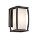 Winston Porter Roumfort Outdoor Armed Sconce Aluminum/Glass/Metal in Brown/Gray/White | 9.5 H x 5.5 W x 6.5 D in | Wayfair