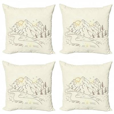 Ambesonne Landscape Scene Cushion Cover Set of 4 for Couch and Bed in 4 Sizes 