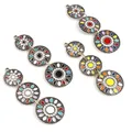 Pendentifs bohèmes géométriques ronds argent Antique couleur multicolore émail métal charmes DIY