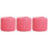 Threadart 3 Ball Pack 100% Pure Cotton Crochet Thread by Threadart - SIZE 3 - Color 34 - PINK - For tablecloths bedspreads and fashion accessories. 100% mercerized cotton - 50 gram balls 140 yds
