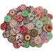 Wood Buttons Mixed 2 Holes Buttons 1 Inch Buttons Vintage Assorted Buttons Decorative Buttons Flower Buttons Round Buttons for DIY Sewing Craft 100 Pcs