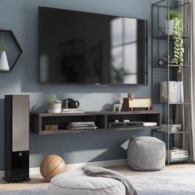 DH BASIC Wall-Mounted Gray 60" Open Shelf TV Console by Denhour