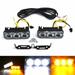 UHUSE 2*Car Daytime Running Lights 3-LED White DRL Amber Turn Signal Front Fog Lamp