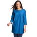 Plus Size Women's Perfect Three-Quarter Sleeve Crewneck Tunic by Woman Within in Bright Cobalt (Size 38/40)