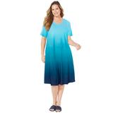 Plus Size Women's Parade Dip-Dye A-Line Dress (With Pockets) by Catherines in Aqua Ombre (Size 6X)