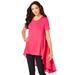 Plus Size Women's Georgette-Back Ultra Femme Tunic by Roaman's in Pink Burst (Size 22/24) Long Shirt