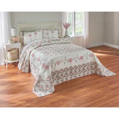 Margaret Embroidered Bedspread by BrylaneHome in Rose (Size QUEEN)
