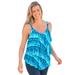 Plus Size Women's Longer-Length Tiered-Ruffle Tankini Top by Swim 365 in Bias Tie Dye Stripe (Size 16)