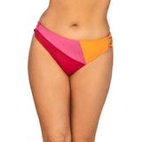 Plus Size Women's Romancer Colorblock Bikini Bottom by Swimsuits For All in Pink Orange (Size 6)