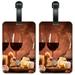 Red Wine, Meat & Cheese - Luggage ID Tags / Suitcase Identification Cards - Set of 2