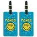 Peace Eyes Smiley Face with Flowers and Stars Officially Licensed Luggage ID Tags Suitcase Carry-On Cards - Set of 2