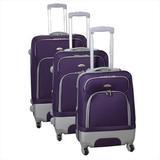 Dejuno DJ-901-PUR Mobility Expandable Spinner Luggage Set, Purple - 3 Piece