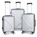 3 Piece Hardside 8-wheel Spinner Suitcase Luggage Set, Includes Checked and Carry On - Elegant Silver