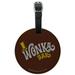 Willy Wonka and the Chocolate Factory Wonka Bar Logo Round Leather Luggage Card Suitcase Carry-On ID Tag