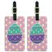 Cute Easter Egg Turquoise Purple Polka Dots Luggage ID Tags Suitcase Carry-On Cards - Set of 2