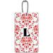 Letter L Initial Damask Elegant Red Black White ID Tag Luggage Card for Suitcase or Carry-On