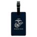 Marine Mom USMC White Logo on Blue Officially Licensed Rectangle Leather Luggage Card Suitcase Carry-On ID Tag