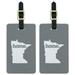 Graphics and More Minnesota MN Home State Luggage Suitcase ID Tags Set of 2 - Solid Grey Gray