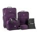 Elite Luggage Whitfield 5-Piece Softside Lightweight Rolling Luggage Set, Purple