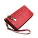 Women Fashion Vintage Double Zipper Dull Polish Leather Long Wallet Handbag Black