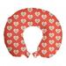Love Travel Pillow Neck Rest, Hipster Hearts Pattern with Love You Texts Heart Shapes Valentines Day Theme, Memory Foam Traveling Accessory Airplane and Car, 12", Vermilion Multicolor, by Ambesonne