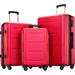 Portable Suitcase 3Pcs Luggage Set ABS Lightweight Suitcase with TSA Lock Expanable Spinner Wheel(Red)