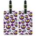 Graphics and More Happy Bumble Bee Buzz Insect Honey on Purple Luggage Suitcase Carry-On ID Tags Set of 2