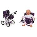 Bayer Chic 2000 560 71 Kombi-Puppenwagen Leni, Stars lila & 782 71 Puppen-Tragegurt, Puppentrage, Stars lila