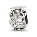 Fancy Bead White Sterling Silver Themed 10.91 mm 9.09 Reflections Graduation Owl Bead