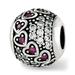 925 Sterling Silver Reflections CZ & Red Corundum Hearts Bead; for Adults and Teens; for Women and Men