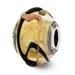 925 Sterling Silver Reflections Italian YelloWith Black/Brown Lines Glass Bead; for Adults and Teens; for Women and Men