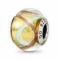 Mia Diamonds 925 Sterling Silver Reflections Yellowith Gold and Blue Italian Murano Bead