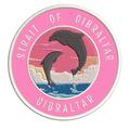 Strait of Gibraltar Dolphin Sunset 3.5 Inch Iron Or Sew On Embroidered Fabric Badge Patch Ocean Beach Salt Life Iconic Series