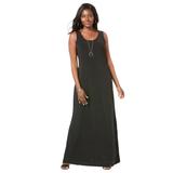 Plus Size Women's Stretch Knit Tank Maxi Dress by The London Collection in Black (Size 30)