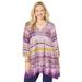 Plus Size Women's Good Vibes Crochet Tunic by Catherines in Purple Festive Ikat (Size 0X)