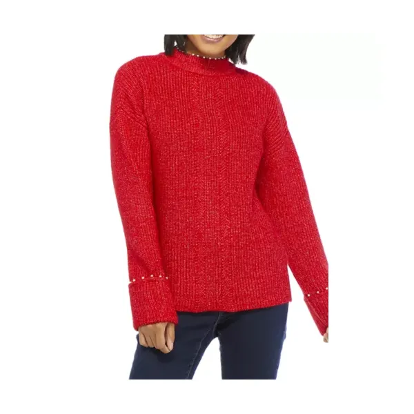 crown---ivy™-womens-long-sleeve-mock-neck-pearl-trim-sweater,-red,-xl/