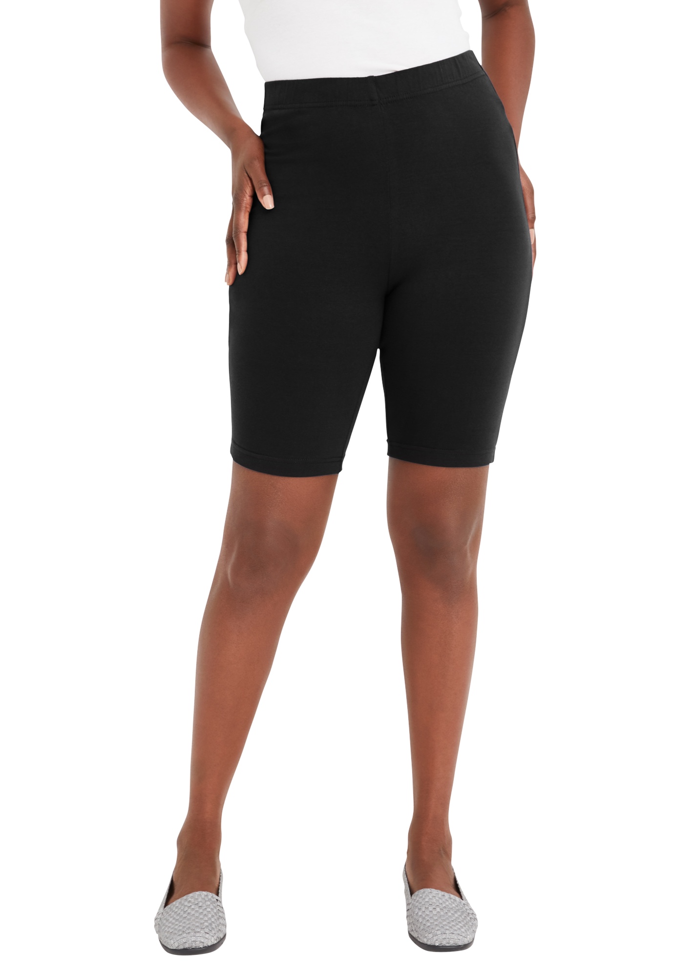 Plus Size Women's Everyday Stretch Cotton Bike Short by Jessica London in Black (Size 38/40)