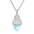 praymos Celtic Knot Necklace 925 Sterling Silver Moonstone Pendant Necklace Irish Celtic Rainbow Moonstone Pendant Jewellery Gifts for Women Girls (A-moonstone necklace)