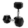 CorePowerPro Hexagon Dumbbell Set (2 x 10 kg), Rubberised Dumbbells Set with Chrome-Plated Handle, Dumbbells for Gym, Studio and Home, Strength Training Equipment Weight Set