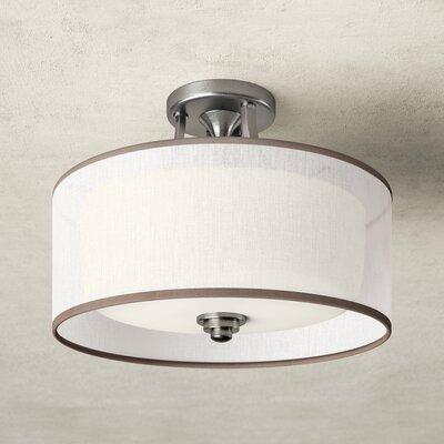Get The Birch Lane Krall 3 Light 15 Shaded Drum Semi Flush Mount Glass Fabric In Gray Size 10 75 H X 0 W D Wayfair From Now Accuweather - Wayfair Ceiling Mount Light Fixtures