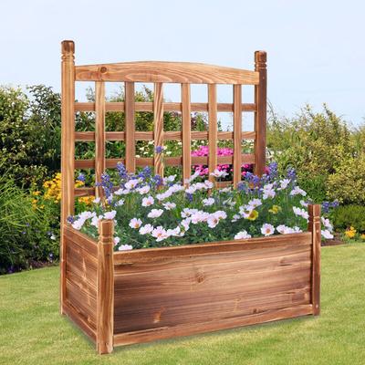 Unho - Blumenkasten mit Rankgitter, Rankkasten Holz, Hochbeet Pflanzkübel Pflanzkasten Balkon, Image