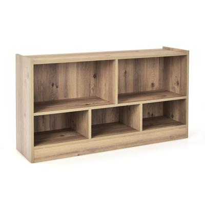 Costway Kids 2-Shelf Bookcase 5-Cube Wood Toy Storage Cabinet Organizer-Natural