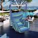 Portable Hammock Hanging Rope Chair Porch Patio Yard Seat Camping Stripes Air Deluxe Sky Swing Outdoor with Pillows Blue