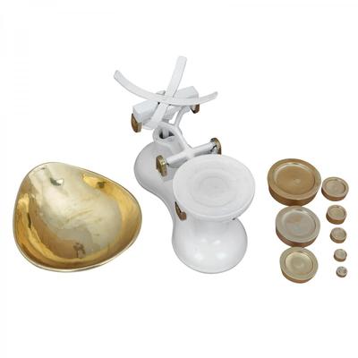 Antique Kitchen Decor Counter Weight Scale with Brass Bowl and Counter Weights For Decoration Purposes Renovators Supply